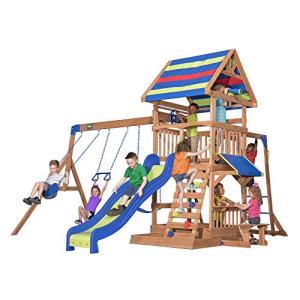 Beach Front Cedar Swing Set with Monkey Bars