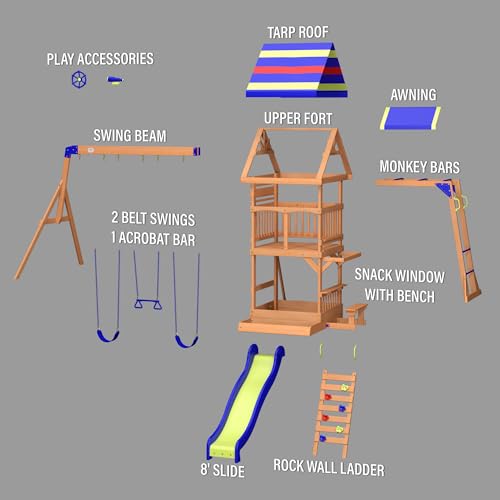 Beach Front Cedar Swing Set with Monkey Bars