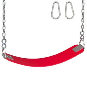 Swing Set Stuff Inc. Commercial Rubber Belt Seat with Chains & Hooks SSS Logo Sticker Playground Swing, Red