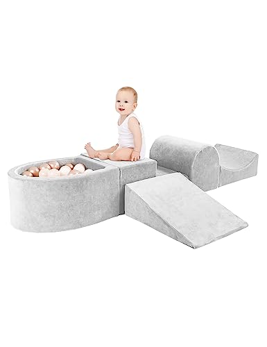 HOFISH 5-Piece Foam Toddler Playset, Indoor Climbing and Crawling