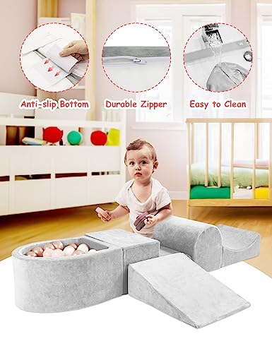 HOFISH 5-Piece Foam Toddler Playset, Indoor Climbing and Crawling