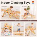 wingyz Pikler Triangle Climbing Set with Cushion,Foldable 8 in 1 Jungle Gyms for Toddlers 1-3, Indoor Playground for Kids,Baby Montessori Climber Gift（Rainbow）