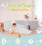 Elftopia Foam Climbing Blocks with Ball Pit & Stairs for Toddlers Aged 1-3 -Soft Playset for Indoor Crawling, Foam Playground Set for Baby to Active Playing Inside -(Balls NOT Included),Grey