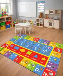 KC Cubs: Educational Rug: ABC Alphabet, Numbers & Shapes - 3x5' Playmat - Interactive Play, Activity Area Carpet, Bedroom-Classroom, Baby-Toddler-Kids