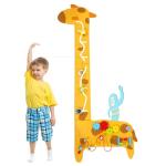 Dollox Giraffe Activity Wooden Wall Panels, 7-in-1 Toddler Multifunctional Busy Board Sensory, Interactive Educational Toy Montessori Wall Decor Preschool Toy for Daycare Activity Center Livingroom