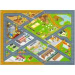 KC Cubs 5x7 Country Farm Construction Car Road Street Rug – Educational Carpet Play Mat for Kids, Toddlers, Nursery, Classroom, Playroom, Baby Daycare