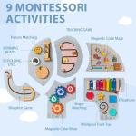 Large Elephant Wooden Activity Wall Panel Christmas Gift Educational Montessori Toy for Toddler Kids Interactive Sensory Activity Busy Board Daycare Learning Center Toddler Room Decor