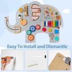 Large Elephant Wooden Activity Wall Panel Christmas Gift Educational Montessori Toy for Toddler Kids Interactive Sensory Activity Busy Board Daycare Learning Center Toddler Room Decor