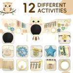 Baotree Owl Activity Wall Busy Board Panels, Montessori Sensory Toys, Toddler Learning Activity Center,Interactive Wooden Learning Toy for Toddler Playroom & Children's Daycare