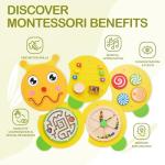 Monläurd® Caterpillar Montessori Busy Board,Sensory Board,Educational Toys,Activity Cube,Wall Toys,Daycare Furniture,Playroom Furniture,Interactive Toys,Wooden Toys,Learning Toys,Boys and Girls 6 M+