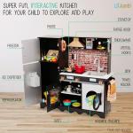 Lil' Jumbl Jumbl Kids Kitchen Set, Pretend Wooden Play Kitchen, Battery Operated Icemaker, Microwave, Range Hood, Stove Top, Oven, with Realistic Sound & Lights, Pots, Pan, & Utensils Included