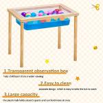 Uiifan Sensory Table Wood Sand Table Water Table Interactive Kids Activity Table Art Table Gift for Kids Toddlers Classroom Preschool Play Daycare Learn Water Sand(23.9 x 15.9 x 20 Inches)