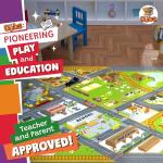 KC Cubs 5x7 Country Farm Construction Car Road Street Rug – Educational Carpet Play Mat for Kids, Toddlers, Nursery, Classroom, Playroom, Baby Daycare