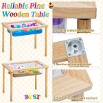 Uiifan Sensory Table Wood Sand Table Water Table Interactive Kids Activity Table Art Table Gift for Kids Toddlers Classroom Preschool Play Daycare Learn Water Sand(23.9 x 15.9 x 20 Inches)