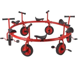 Ageliya Tricycle Merry Go Round Preschool Pedal Vehicles for Kids Aged 3+, Rotating Bike 6 Seats 360 Spin for Kindergarten Playground Daycare and Classroom Outdoor Play Equipment Red