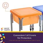 Special Supplies Sensory Activity Table for Kids and Toddlers -with Plastic Buckets and Beach Toys for Interactive Learning - Water, Sand, and STEM Play (Two Buckets - Orange + Blue)