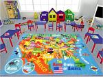 KC Cubs 3x5 USA United States Map Toy Car Road Rug – Educational Play Mat Carpet for Kids, Toddlers, Nursery, Classroom, Playroom, Baby Daycare