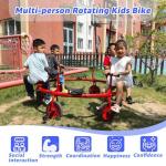 Ageliya Tricycle Merry Go Round Preschool Pedal Vehicles for Kids Aged 3+, Rotating Bike 6 Seats 360 Spin for Kindergarten Playground Daycare and Classroom Outdoor Play Equipment Red