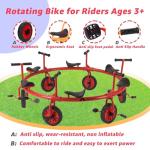 Ageliya Tricycle Merry Go Round Preschool Pedal Vehicles for Kids Aged 3+, Rotating Bike 6 Seats 360 Spin for Kindergarten Playground Daycare and Classroom Outdoor Play Equipment Red