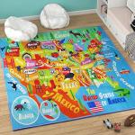 KC Cubs 3x5 USA United States Map Toy Car Road Rug – Educational Play Mat Carpet for Kids, Toddlers, Nursery, Classroom, Playroom, Baby Daycare
