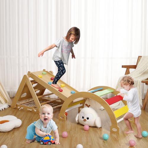 Wooden Climbing Gym Playset for Toddler Boys/Girls, Home & Daycare