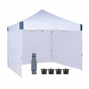 OUTDOOR WIND 10x10 Pop Up Canopy Tent with Sidewalls, Heavy Duty Commercial Instant Tent with Sand Bags for Deck, Party, Camping, Backyard, Playground, White