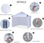 OUTDOOR WIND 10x10 Pop Up Canopy Tent with Sidewalls, Heavy Duty Commercial Instant Tent with Sand Bags for Deck, Party, Camping, Backyard, Playground, White
