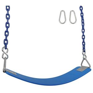 Swing Set Stuff Inc. Commercial Polymer Belt Seat with 8.5'. Coated Chain & SSS Logo Sticker Commercial Polymer Coated Chain, Blue