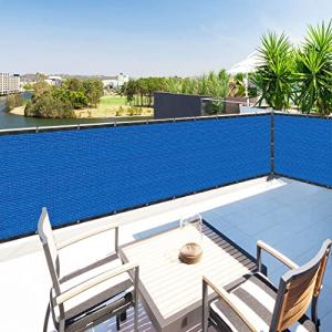 Houssity Blue 5' x 28' Balcony Deck Fence Privacy Screen Cover Panel Shade Cloth Fabric for Chain Link Fence Patio Pool Railing Driveway Walkway Porch Playground Dog Kennel Residence Commercial Use