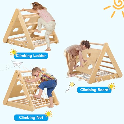 Wooden Climbing Gym Playset for Toddler Boys/Girls, Home & Daycare