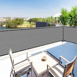 Houssity Grey 4' x 5' Balcony Deck Fence Privacy Screen Cover Panel Shade Cloth Fabric for Chain Link Fence Patio Pool Railing Driveway Walkway Porch Playground Dog Kennel Residence Commercial Use