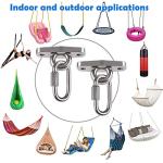 IOH 2 Pcs Heavy Duty Swing Hangers with 4 Screws SUS 304 Antirust, Playground Porch Yoga Seat Trapeze, Hammock Chair, Hanging Kit, Indoor Outdoor, 2000lb Capacity | 2 Quick Link Oval Carabiner |
