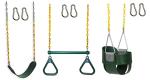 Eastern Jungle Gym Pack of 3 Backyard Swings Replacement Belt Swing, Ring Trapeze Bar Combo Swing and Full Bucket Toddler Swing with Coated Swing Chains and Snap Hooks