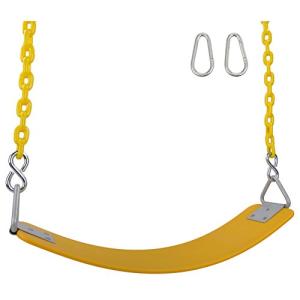 Swing Set Stuff Inc. Commercial Polymer Belt Seat with 8.5'. Coated Chain & SSS Logo Sticker Commercial Polymer Coated Chain, Yellow