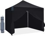 Eazy Up OUTDOOR WIND 10x10 Pop Up Canopy with Sidewalls, Heavy Duty Commercial Instant Canopy Tent with Sand Bags for Deck, Party, Camping, Backyard, Playground, Black