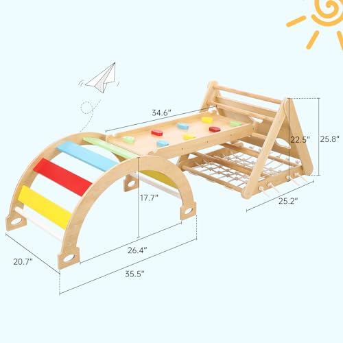 Wooden Climbing Gym Playset for Toddler Boys/Girls, Home & Daycare