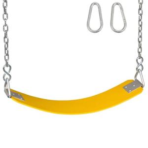 Swing Set Stuff Inc. Commercial Rubber Belt Seat with Chains & Hooks SSS Logo Sticker Playground Swing, Yellow