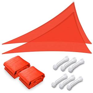 Yescom 2 Packs 28'x28'x28' Triangle Sun Shade Sail Watermelon Red 97% UV Block Commercial Events Carpark Swimming Pool Camping Beach Picnic Playground Outdoor Building Canopy