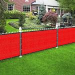 Houssity Red 5' x 7' Balcony Deck Fence Privacy Screen Cover Panel Shade Cloth Fabric for Chain Link Fence Patio Pool Railing Driveway Walkway Porch Playground Dog Kennel Residence Commercial Use