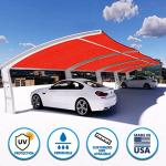 Houssity Red 5' x 7' Balcony Deck Fence Privacy Screen Cover Panel Shade Cloth Fabric for Chain Link Fence Patio Pool Railing Driveway Walkway Porch Playground Dog Kennel Residence Commercial Use