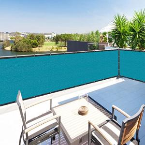 Houssity Turquoise 5' x 37' Balcony Deck Fence Privacy Screen Cover Panel Shade Cloth Fabric for Chain Link Fence Patio Pool Railing Walkway Porch Playground Dog Kennel Residence Commercial Use