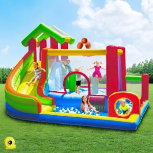 JoySheng Castle Mega Bounce House with Slide | 7-in-1 Inflatable Playground for Kids 3-10 | Giant Jump Area, Ball Pit, Basketball Hoop | Commercial-Grade Blower Included