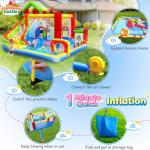 JoySheng Castle Mega Bounce House with Slide | 7-in-1 Inflatable Playground for Kids 3-10 | Giant Jump Area, Ball Pit, Basketball Hoop | Commercial-Grade Blower Included