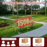 6ft Metal Park Bench with Backrest, Heavy-Duty Steel Outdoor Bench Weatherproof Playground Bench Seats, Commercial Garden Benches Red Dock Benches for Lawn, Park, Deck,Patio, Porch, Easy Installation