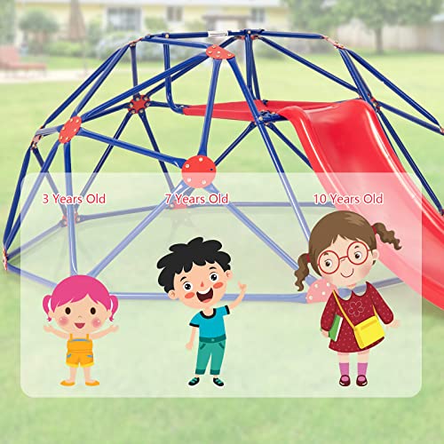 OLAKIDS 8FT Climbing Dome with Slide & Jungle Gym