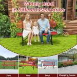 6ft Metal Park Bench with Backrest, Heavy-Duty Steel Outdoor Bench Weatherproof Playground Bench Seats, Commercial Garden Benches Red Dock Benches for Lawn, Park, Deck,Patio, Porch, Easy Installation