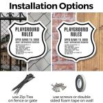 Playground Rules 12 inch X 12 inch Shield Shaped Commercial Grade Plastic Sign Weather Resistant Made in the USA