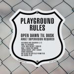 Playground Rules 12 inch X 12 inch Shield Shaped Commercial Grade Plastic Sign Weather Resistant Made in the USA