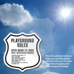 Playground Rules 12 inch X 12 inch Shield Shaped Commercial Grade Plastic Sign Weather Resistant Made in the USA