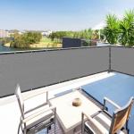 Houssity Grey 4' x 23' Balcony Deck Fence Privacy Screen Cover Panel Shade Cloth Fabric for Chain Link Fence Patio Pool Railing Driveway Walkway Porch Playground Dog Kennel Residence Commercial Use